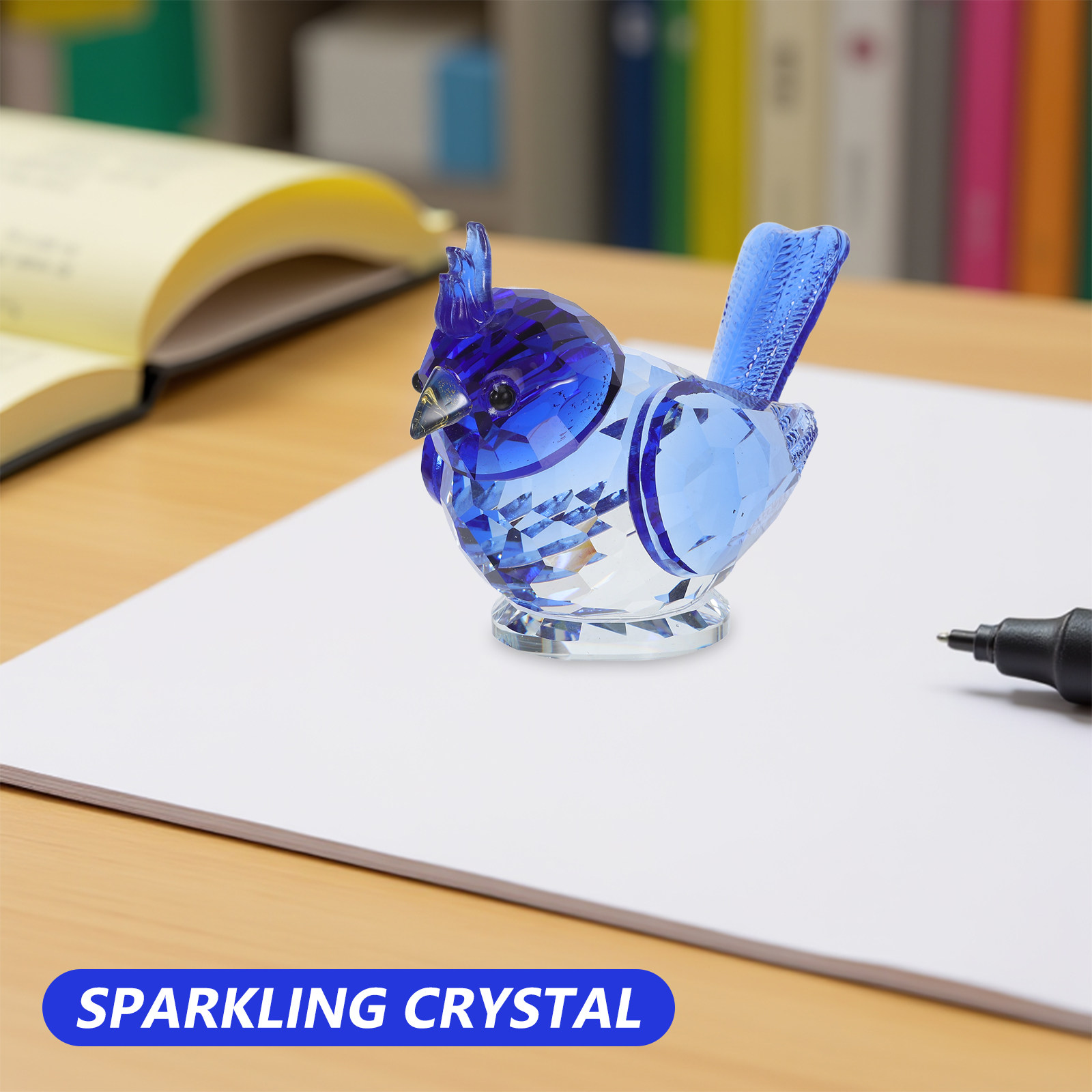 小さなクリスタル製の鳥の彫刻、装飾用のスズメの置物、クリスタ - Paper Weight Crystal のレビューと価格