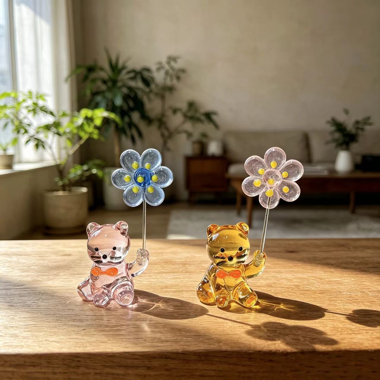 和風ガラス製子猫ペーパーウェイト、花の置物付きクリスタル猫オ - Paper Weight Crystal のレビューと価格
