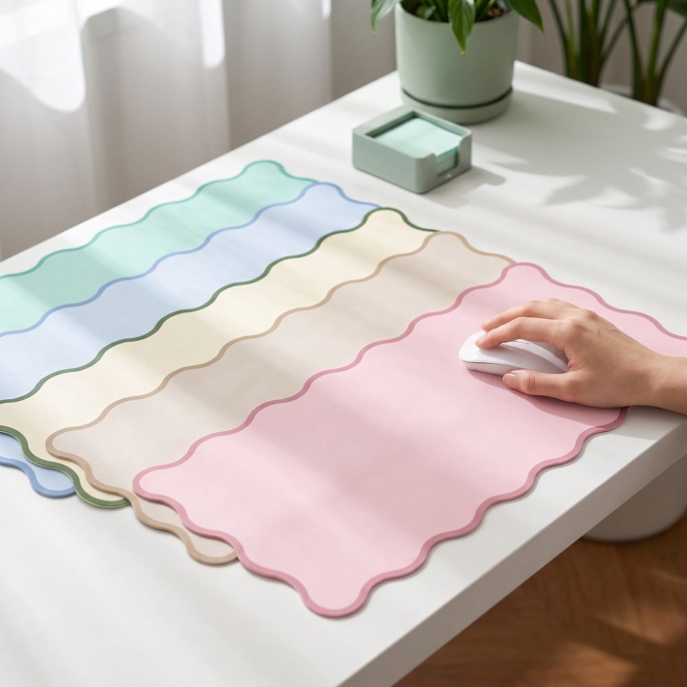 スイートPUレザーデスクパッド、滑り止めウェーブエッジキーボ - Leather Desk Pad のレビューと価格