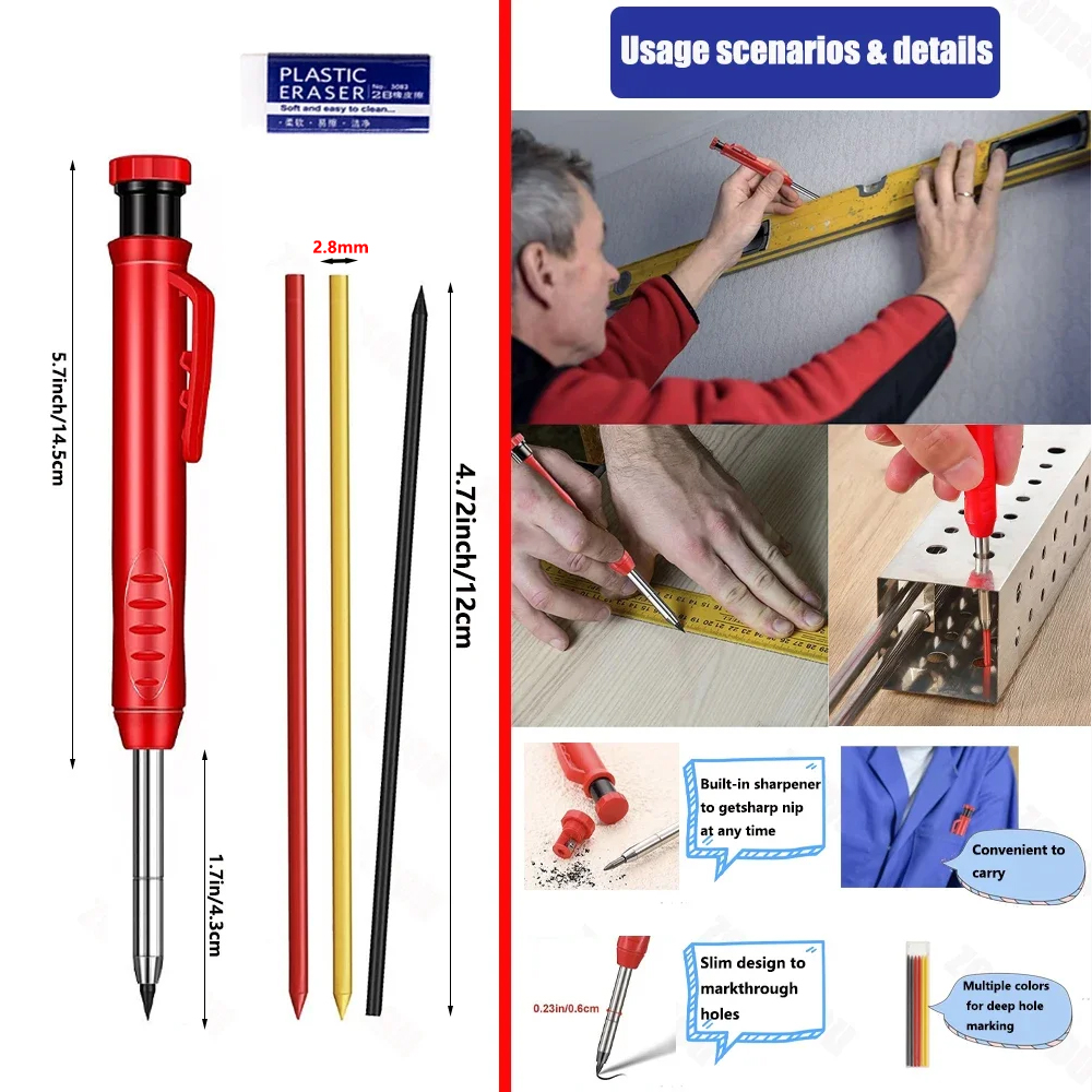 トップソリッド大工シャープペンシル木工ロングヘッド深穴マーカ - Mechanical Pencil 0.3 のレビューと価格